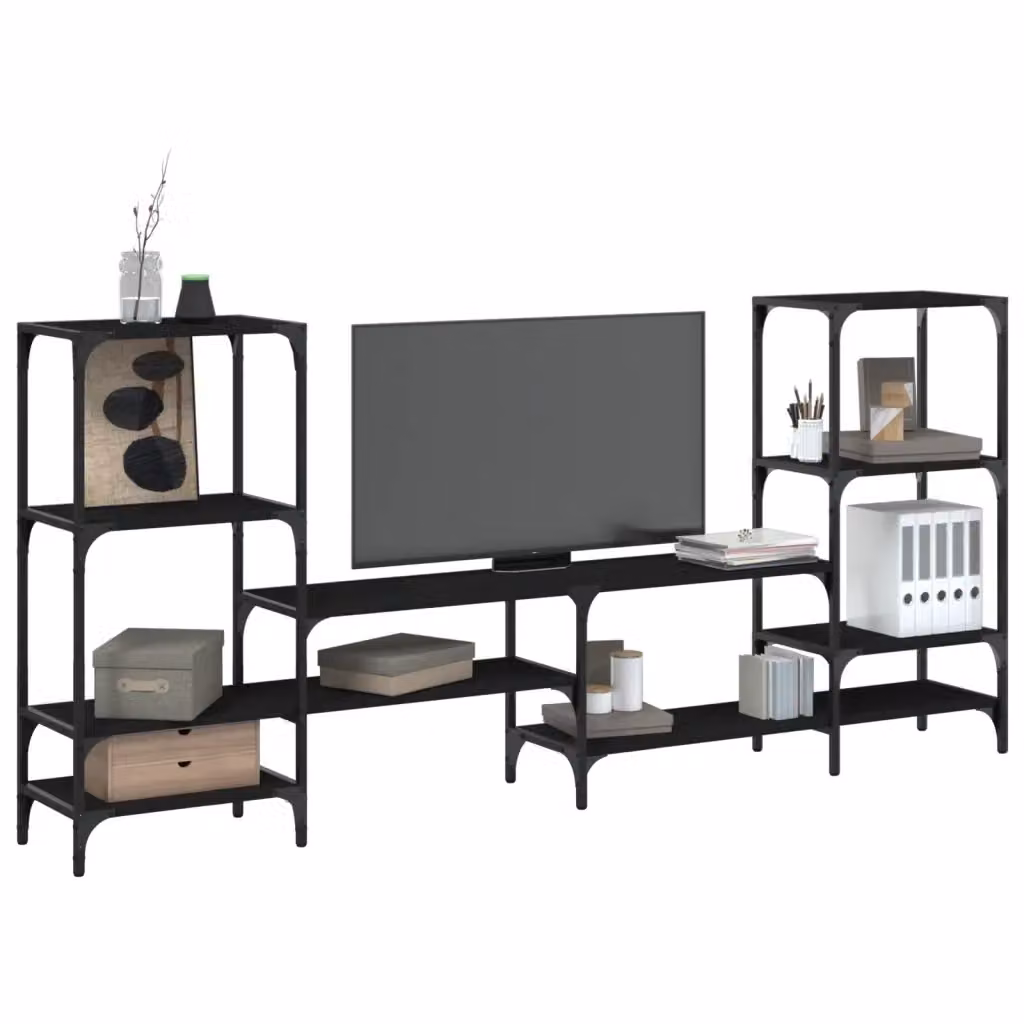 Mobile TV moderno Design In nero in legno e metallo per soggiorno L: 206,5 cm, P: 28,5 cm, H: 95 cm – 2