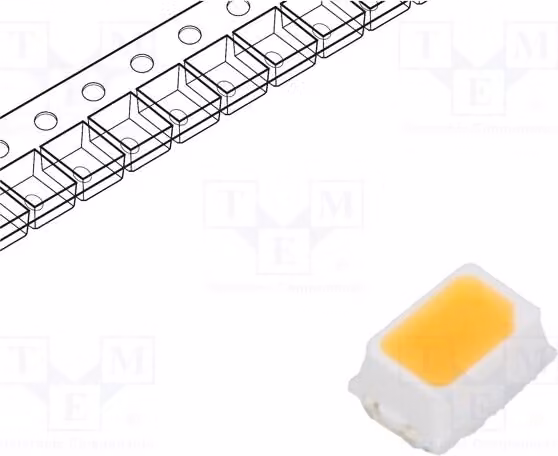 10 LED, luce calda, 90 lumen, temperatura di colore 2600-2870K, tecnologia SMD, mini PLCC2,2014, flusso luminoso 4÷8 lm, angolo di emissione 120°, codice prodotto RF-W27TK14DS-EC-Y, modello LE