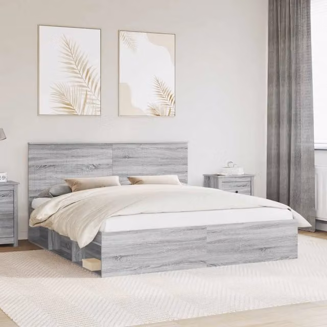 Struttura del letto-Giroletto Grigio Sonoma 180 x 200 cm Pino massello 544613