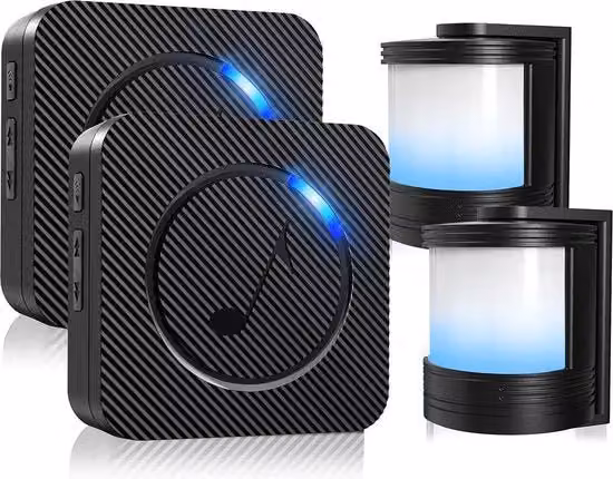 Sensore di movimento per doppia entrata con avviso di passaggio e illuminazione, connessione WiFi, colore nero