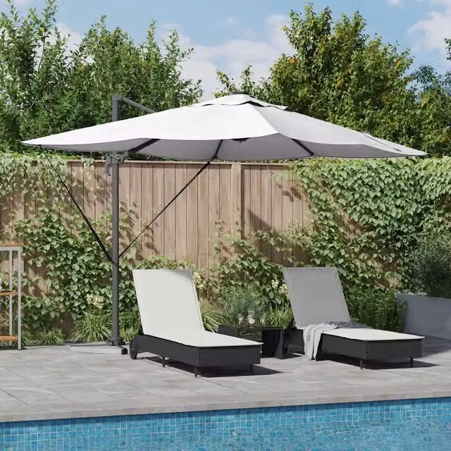 Ombrellone-Ombrello da giardino balcone Sabbia 352 x 251 x 265 cm Poliestere e Alluminio
