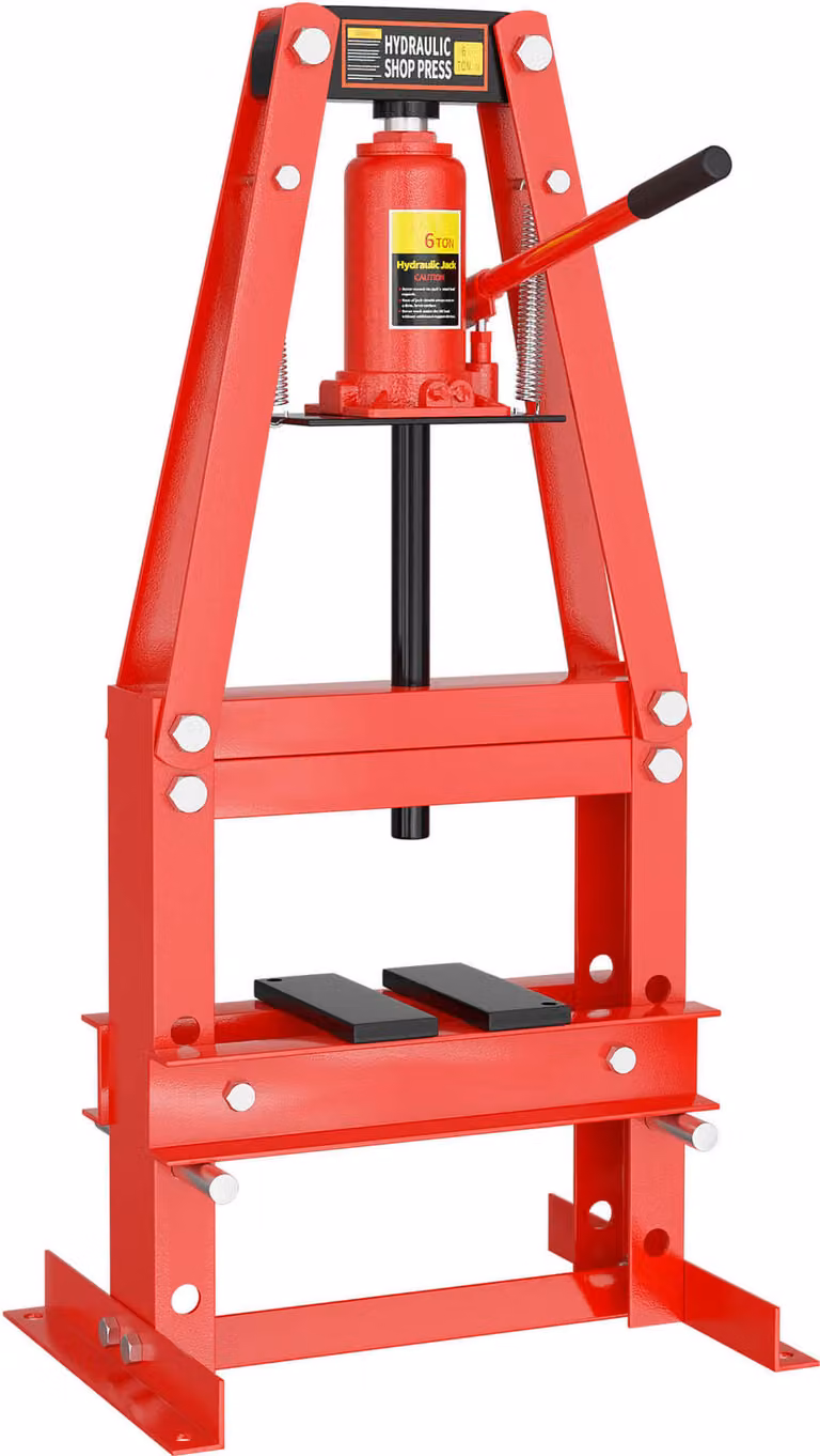 Pressa da officina Wiltec 6T con telaio ad A, 260 mm, pressa idraulica in acciaio, pressa a telaio, pressa a cuscinetto per pressatura, stampaggio, formatura