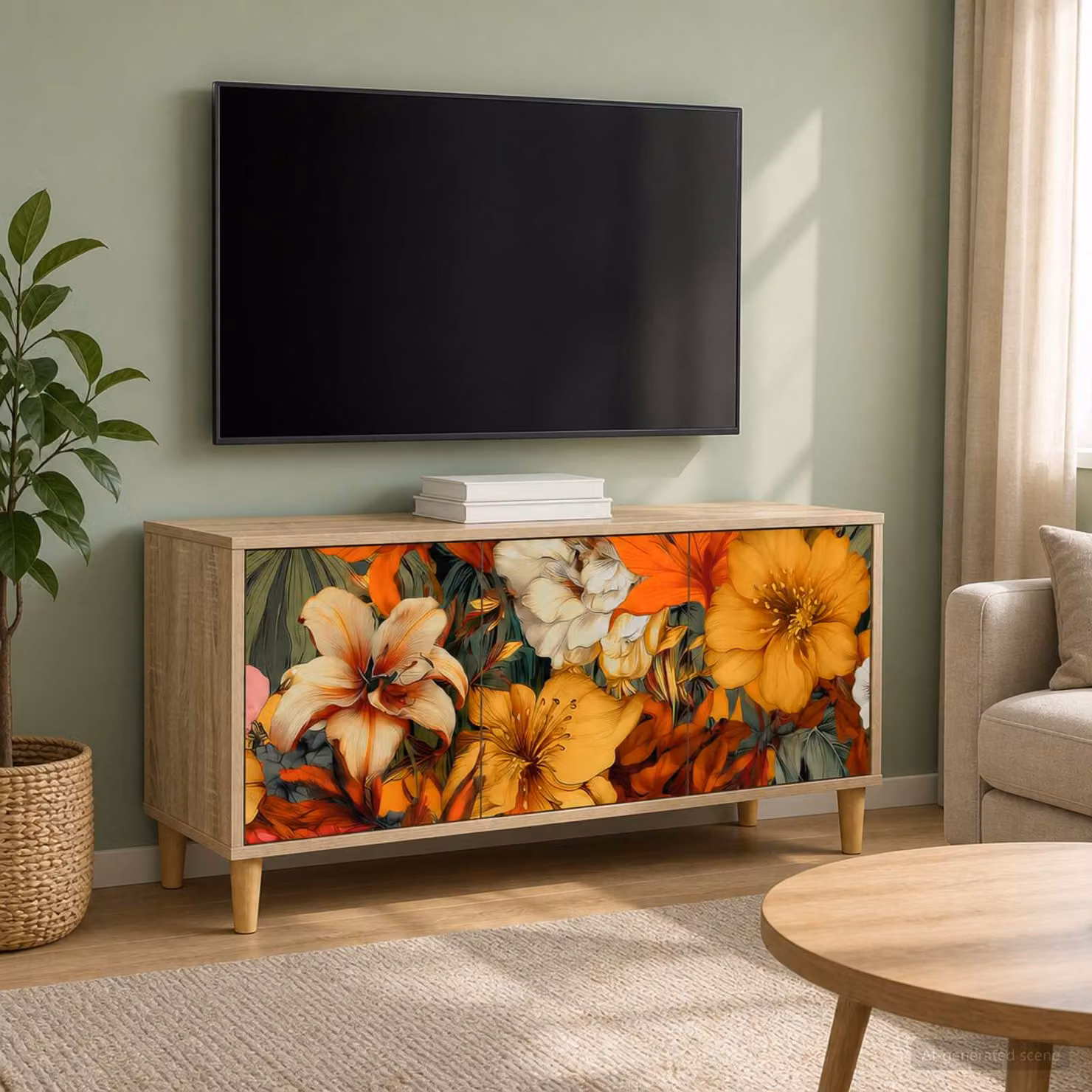 Mobile TV vidaXL GENNEP in legno ingegnerizzato color Sonoma, L 102 x P 33 x H 50 cm