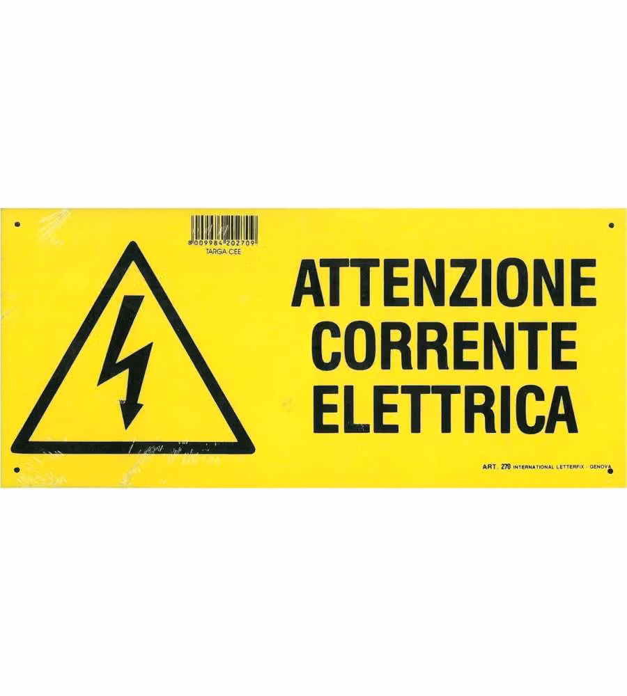 ROSH Segnaletica di Sicurezza Gialla "Attenzione Corrente Elettrica" 31x14 cm