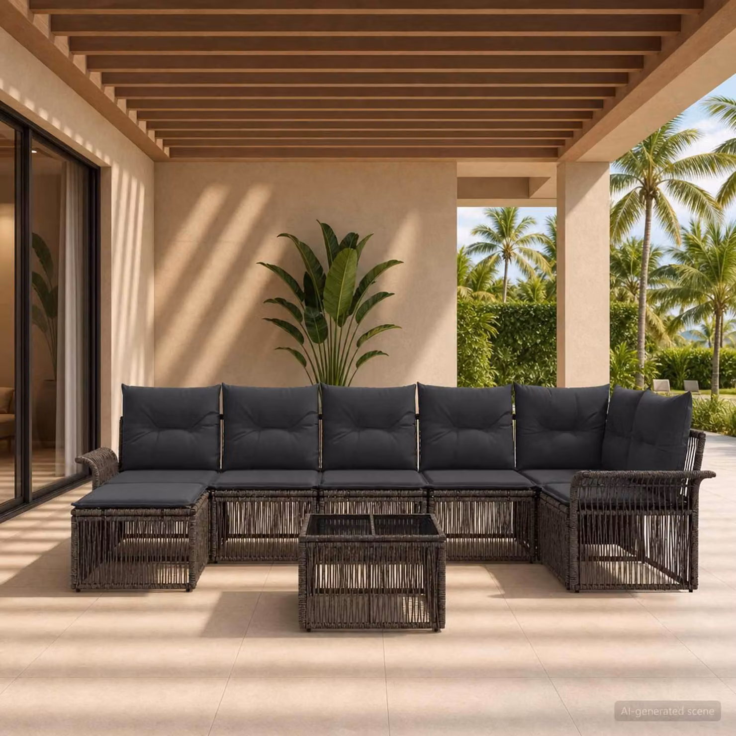 Maison Exclusive - Set da giardino composto da 8 pezzi. Divano in rattan sintetico, colore grigio