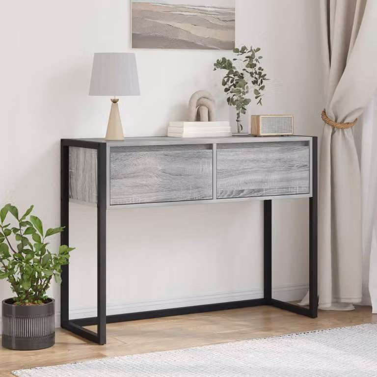 Tavolino da soggiorno vidaXL in stile industriale, colore grigio, L/P/H: 100 x 36 x 75 cm
