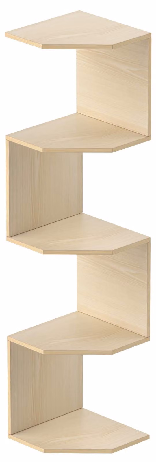 Scaffale a parete con 5 ripiani, sospeso, colore bianco chiaro