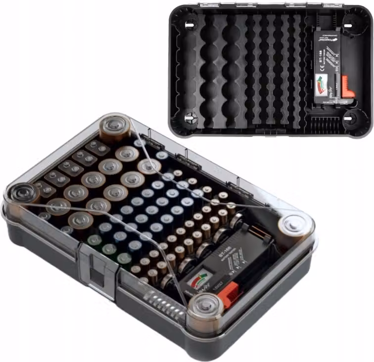 Organizzatore di batterie BOX con tester KBBT