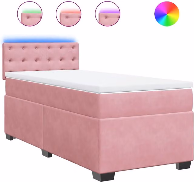 Letto singolo | Letto per adulti | Giroletto a Molle con Materasso Rosa 80x200 cm in Velluto
