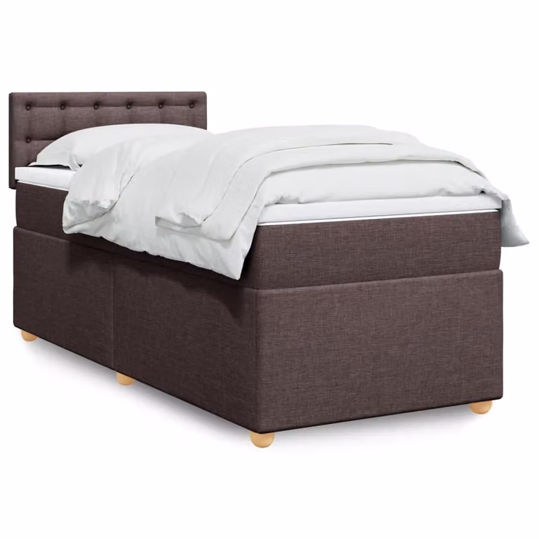 vidaXL Giroletto a Molle con Materasso Ibrido in Tessuto Marrone e Bianco, L/P/H: 90 x 190 cm