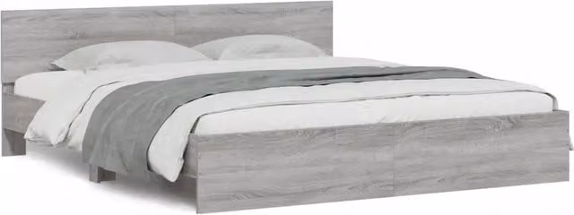 Letto matrimoniale | Letto per adulti | Giroletto con Testiera Grigio Sonoma 200x200 cm