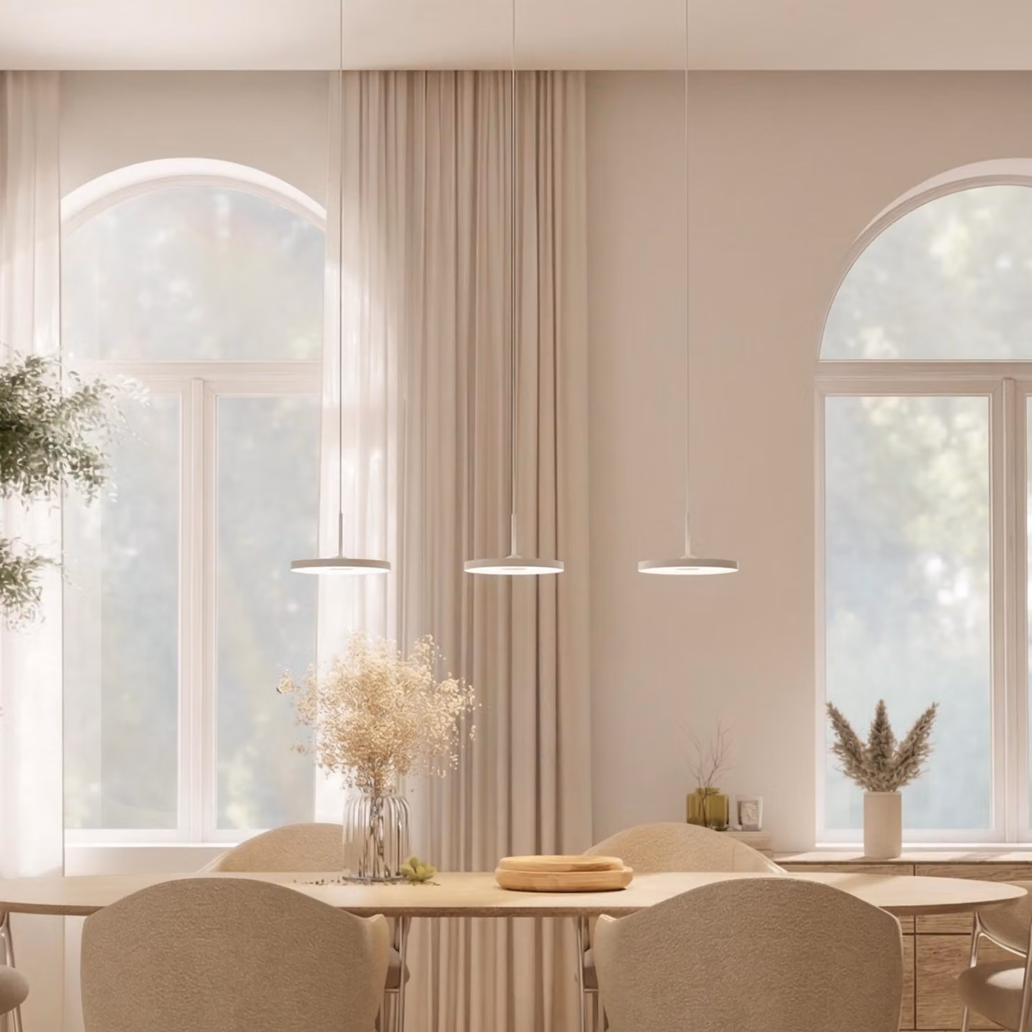 Lampada a sospensione design "Evanos" di LUMIÈRE, 3 luci a LED, dimmerabile, colore bianco