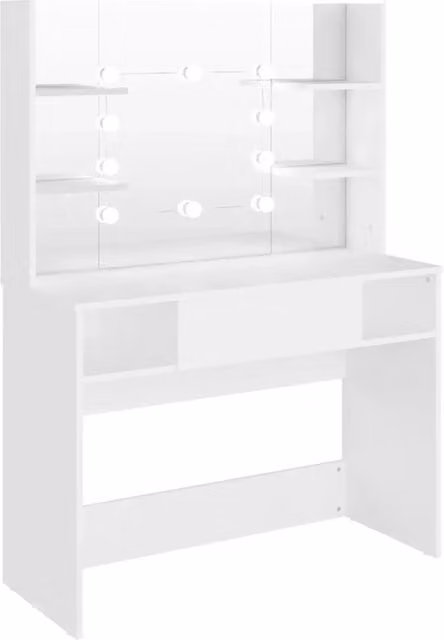 Toeletta | Tavolo da Trucco con Luci LED 100x40x135 cm in MDF Bianca