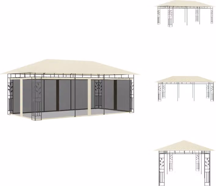 vidaXL Padiglione con zanzariera 6x3x2,73 m crema - Padiglioni e tende per feste