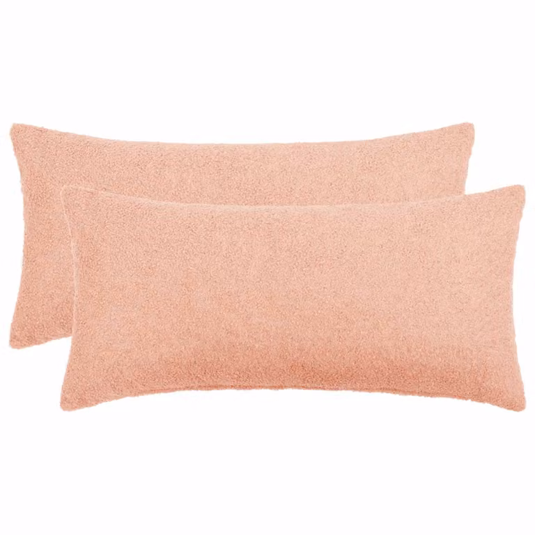 Set di 2 federe vidaXL HEERLEN in bouclé rosa, L 40 cm x P 70 cm