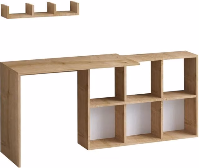 Scrivania moderna in legno color rovere e marrone L: 74 cm, P: 45 cm, H: 145 cm