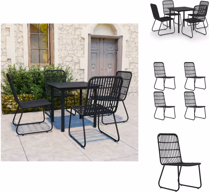 vidaXL Set da pranzo da giardino 5 pezzi in rattan e vetro - Set di mobili da giardino