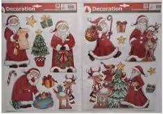 Vetrofania di Natale con Babbo Natale Tabor, Colore Rosso, L 41 cm x H 29 cm
