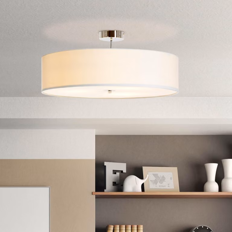 lampada da soffitto moderna, con paralume in tessuto tinta unita, metallo/tessuto Ø60cm