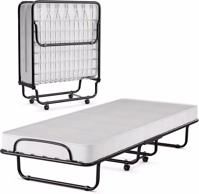 Letto pieghevole Costway con materasso in memory foam e struttura in metallo con ruote, L/P: 190 x 80 cm
