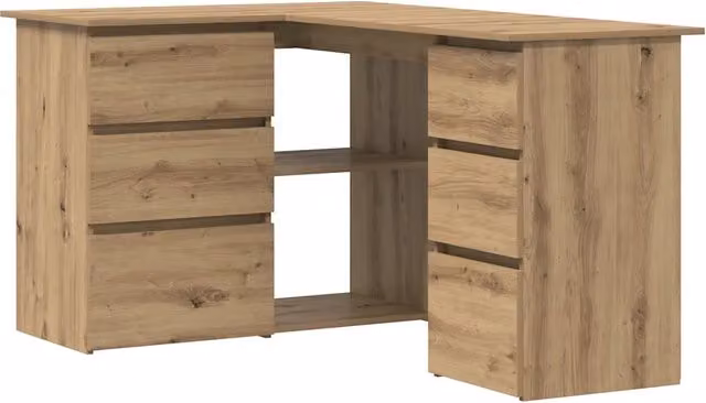 Scrivania | Tavolo da Ufficio Angolo Rovere Artigianale 145x100x76 cm Truciolato