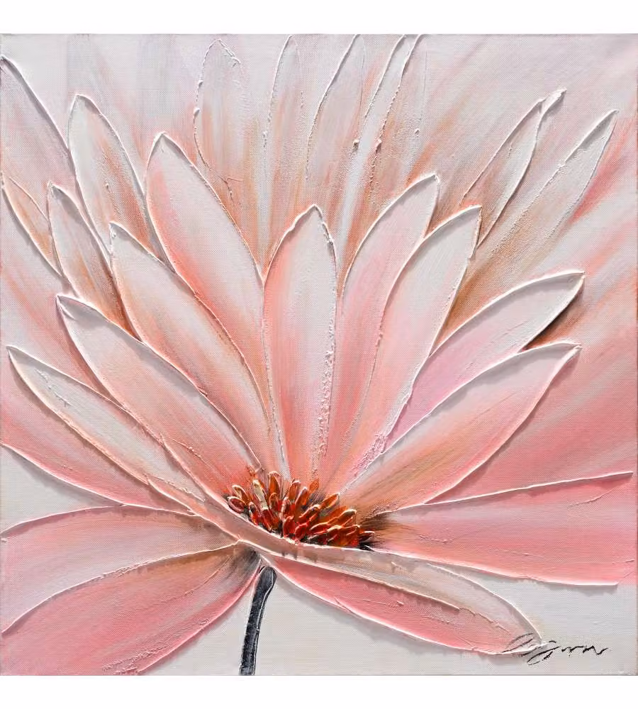 Quadro Dipinto su Tela 'Fiori' 60x60 cm - Stampa Artistica Certificata FSC per Soggiorno