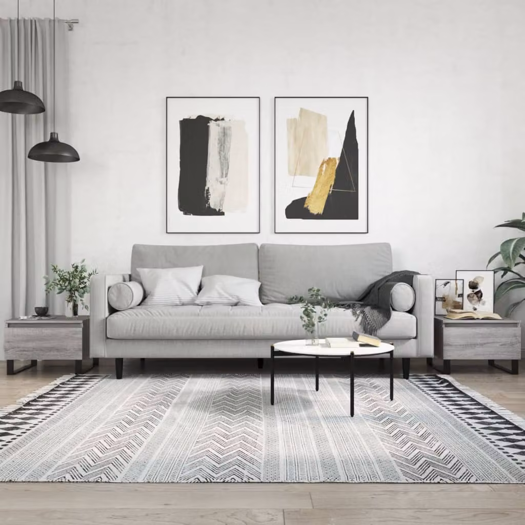 Set di 2 tavolini da salotto moderni vidaXL in legno e metallo, colore grigio e bianco, L/P/H: 50 x 46 x 35 cm