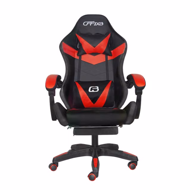 Sedia da Gaming Ergonomica GIORDANOSHOP Rossa in Similpelle con Poggiapiedi e Poggiatesta L: 66 cm, P: 60 cm, H: 134 cm – 1
