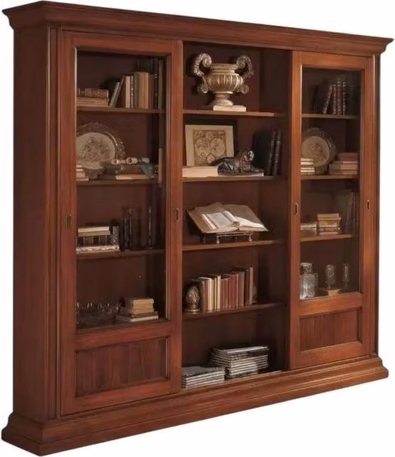 Libreria classica in legno di pioppo e vetro con ante scorrevoli color marrone Mobili 2G L/P/H: 280 x 47 x 240 cm – 5