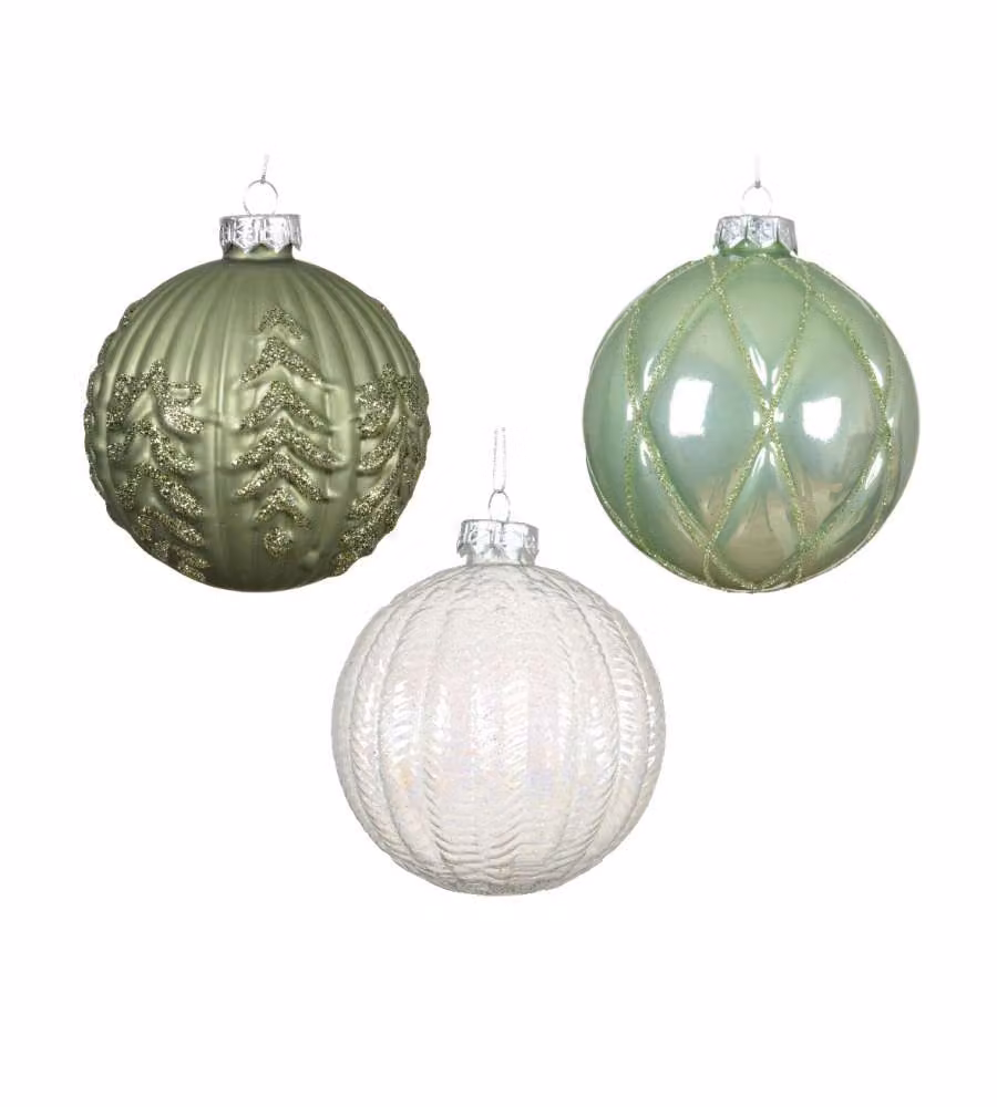 Decoris Pallina di Vetro Natalizia Opaca con Glitter - 10cm