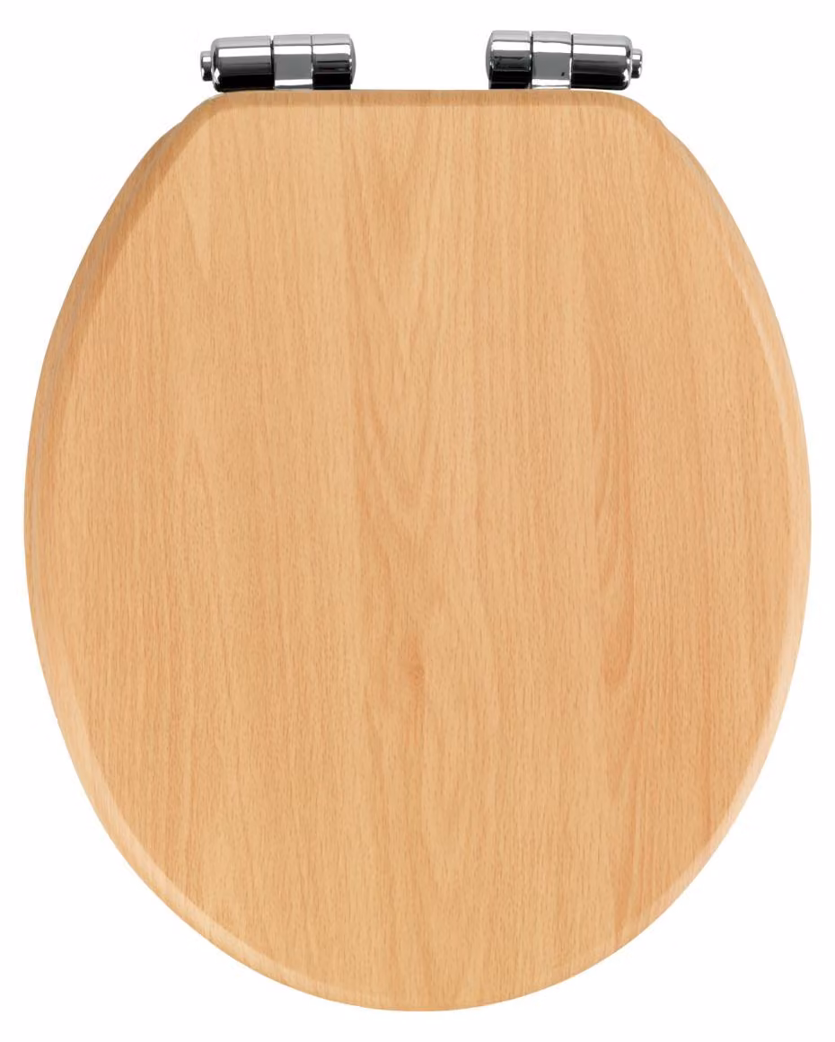 WENKO SEDILE WC FAGGIO NATURALE Meccanismo di chiusura morbida Coperchio per occhiali Design in MDF