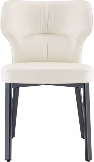 Set da 2 Sedie da Pranzo con Rivestimento in Pelle PU e Struttura in Metallo Nero
