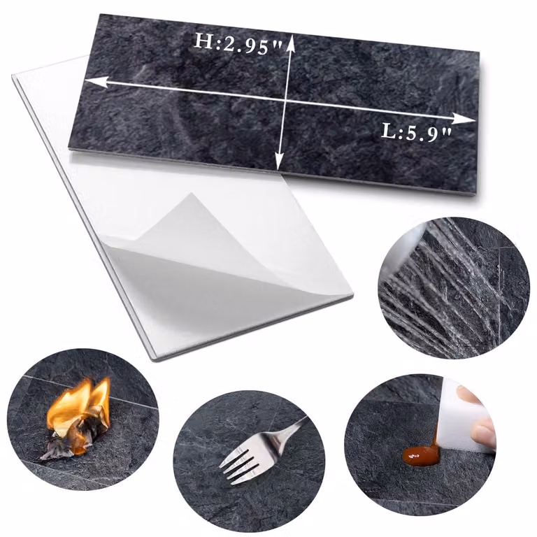 Piastrelle adesive in PVC per pareti, spessore 3 mm, dimensioni 7,5 x 15 cm, adatte per cucina e bagno
