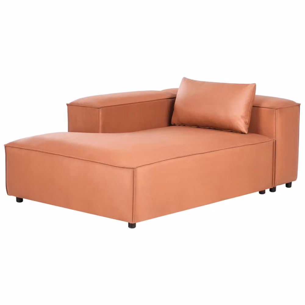 Chaise Lounge Beliani in stile moderno con rivestimento in tessuto marrone e struttura in legno per soggiorno o camera da letto – 2