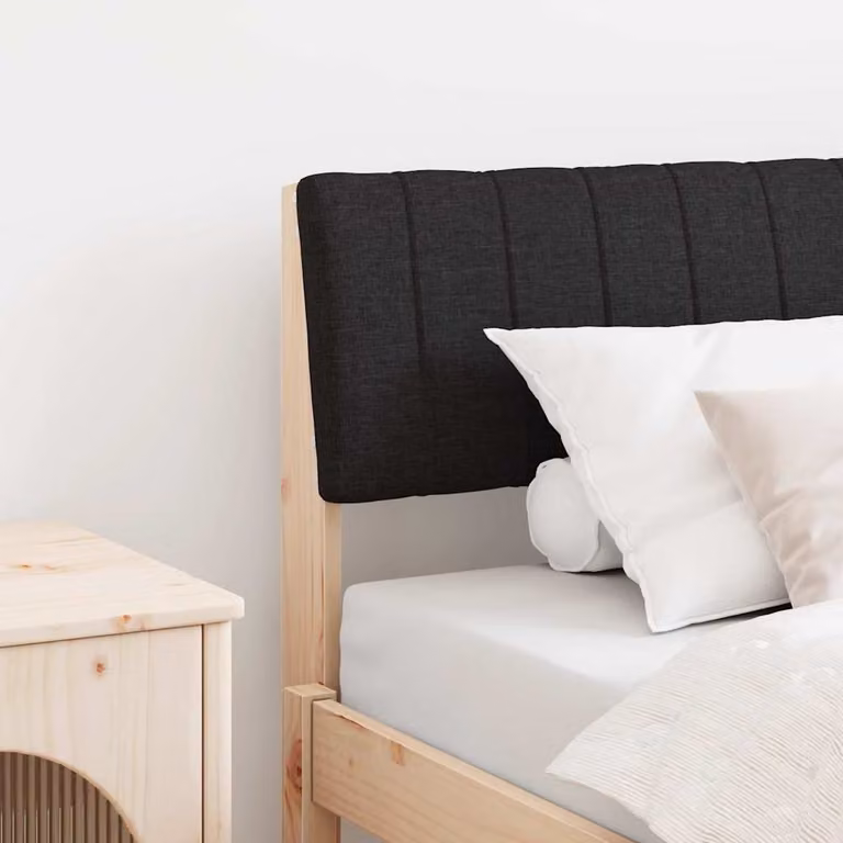 Testiera imbottita vidaXL in pino massello, colore nero, L: 75 cm