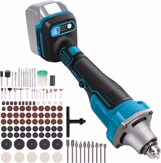 Levigatrice a batteria Makita LXT senza spazzola con 99 accessori e 10 viti di fissaggio, compatibile con batterie 18 V, multicolore
