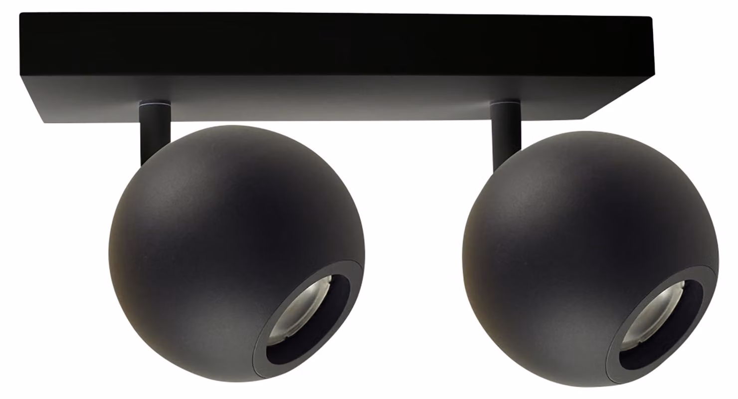 ENOVALITE GLOBE plafoniera, attacco GU10, IP20, Ø10cm, 2 fiamme, nero