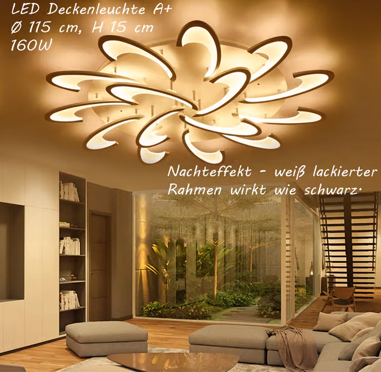 2127-15white Plafoniera LED Ø 115 cm 160W con telecomando colore/luminosità della luce regolabile cornice laccata bianca