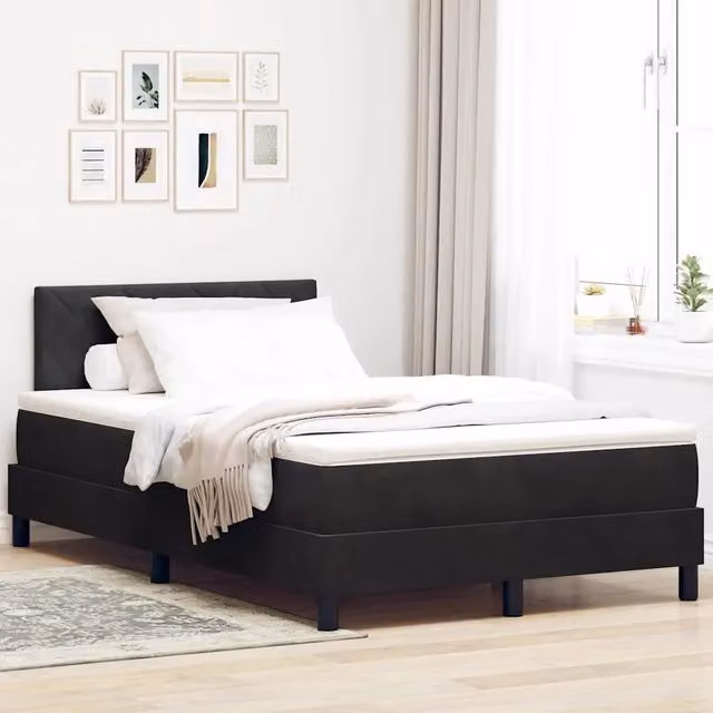Letto a molla con illuminazione LED sottostante vidaXL in velluto nero L/P/H: 120 x 200 x 193 cm – 1