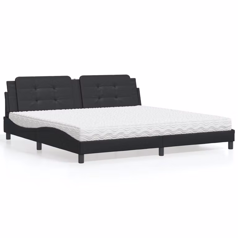 Letto con Materasso Zadar vidaXL in Similpelle Nero L/P: 200 x 200 cm