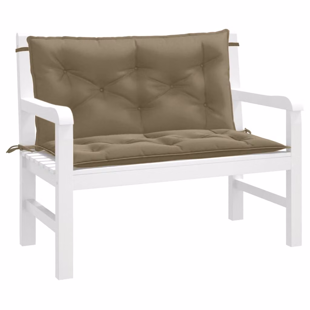 Set di 2 cuscini rettangolari per panca da giardino vidaXL in tessuto resistente ai raggi UV e antiscivolo, L 100 cm x P 50 cm x H 7 cm, Beige/Grigio/Marrone