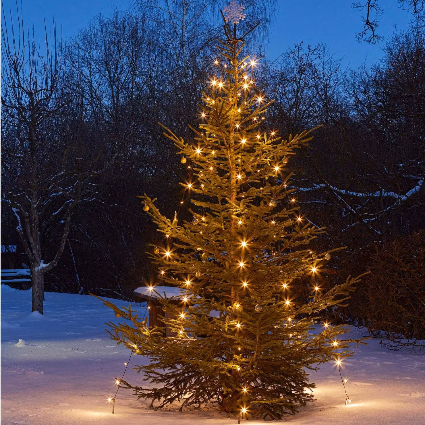 Illuminazione a LED per albero di Natale, con anello, 10 x 2,2 metri, luce bianco caldo