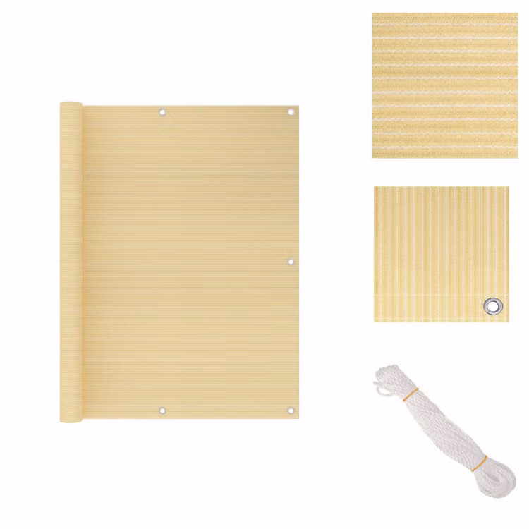 vidaXL Schermo per balcone, beige, 120x400 cm, HDPE - Tende da sole e protezioni solari