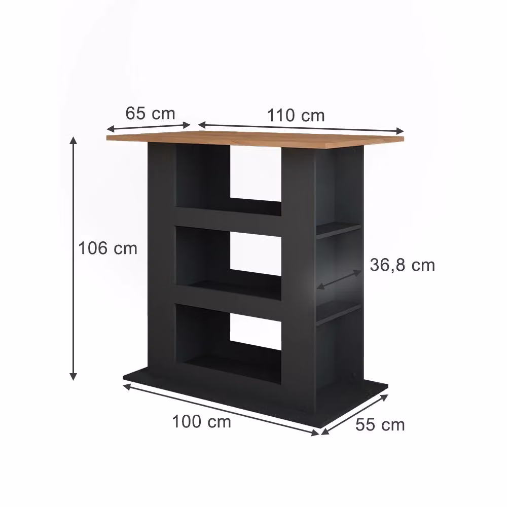 Tavolo da bar Repose Vicco moderno in rovere e antracite L: 110 cm, P: 65 cm, H: 106 cm – 2