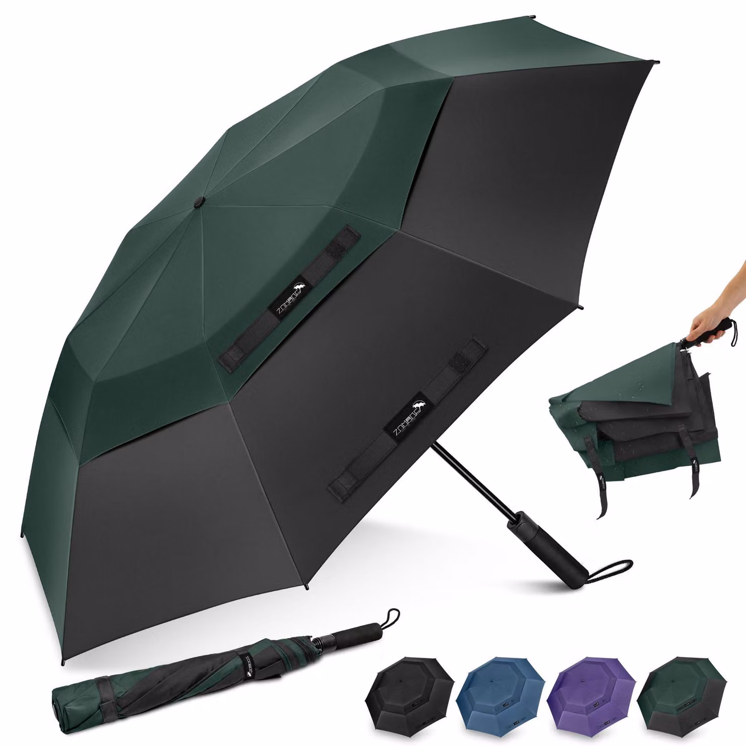 Solidchoice - Ombrello da golf pieghevole, 137 cm, resistente al vento e compatto