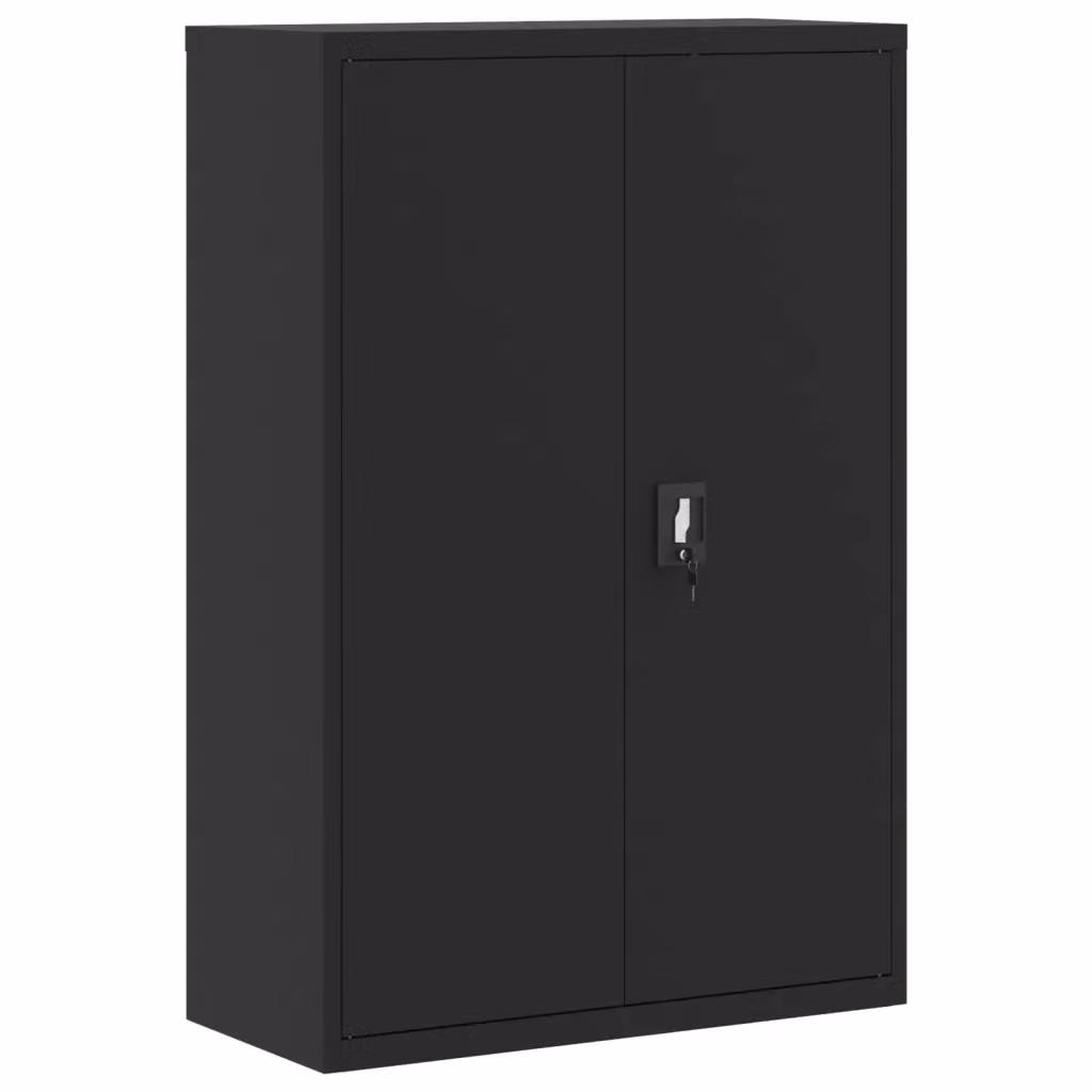 Armadio Classificatore vidaXL Nero in Metallo con Ante a Battente e Ripiani Regolabili L: 90 cm, P: 40 cm, H: 140 cm – 2