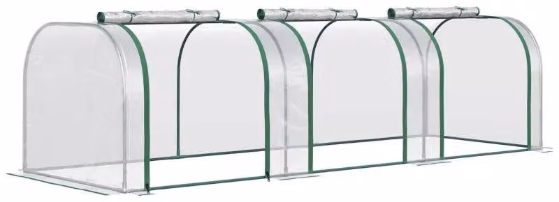 Serra a tunnel - Serra in plastica con struttura in acciaio | Colore: Verde scuro, trasparente | Dimensioni: 100x295x80 cm