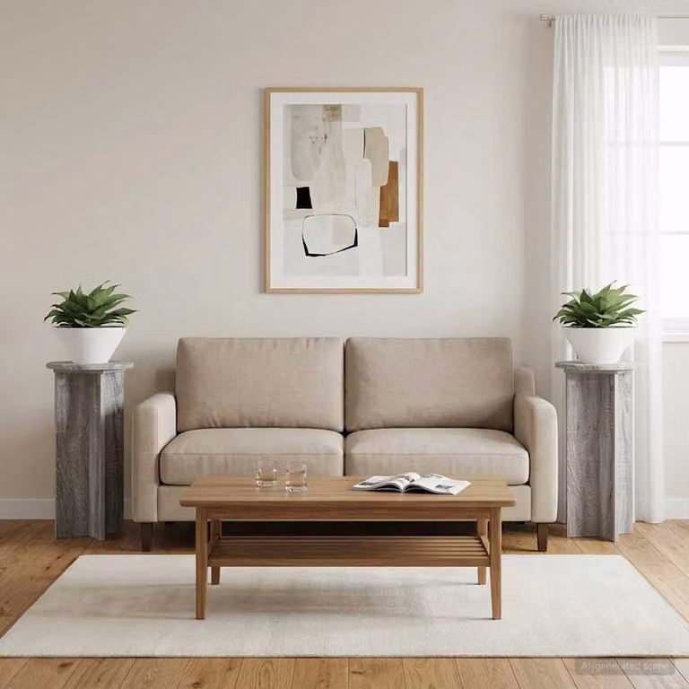 Set di 2 supporti per piante vidaXL in legno MDF, colore Grigio, L/P/H: 29,5 x 29,5 x 60 cm