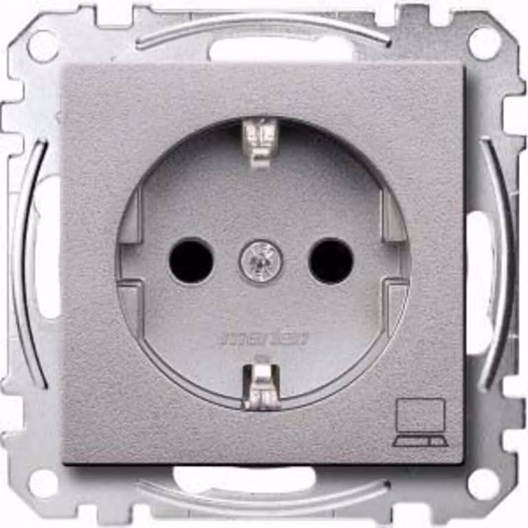 Presa SCHUKO con indicazione "Computer", BRS, morsetti a innesto, alluminio, Sistema M