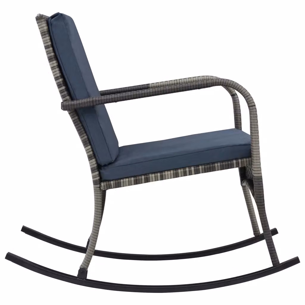 Sedia a dondolo da giardino vidaXL in polyrattan color antracite – 2